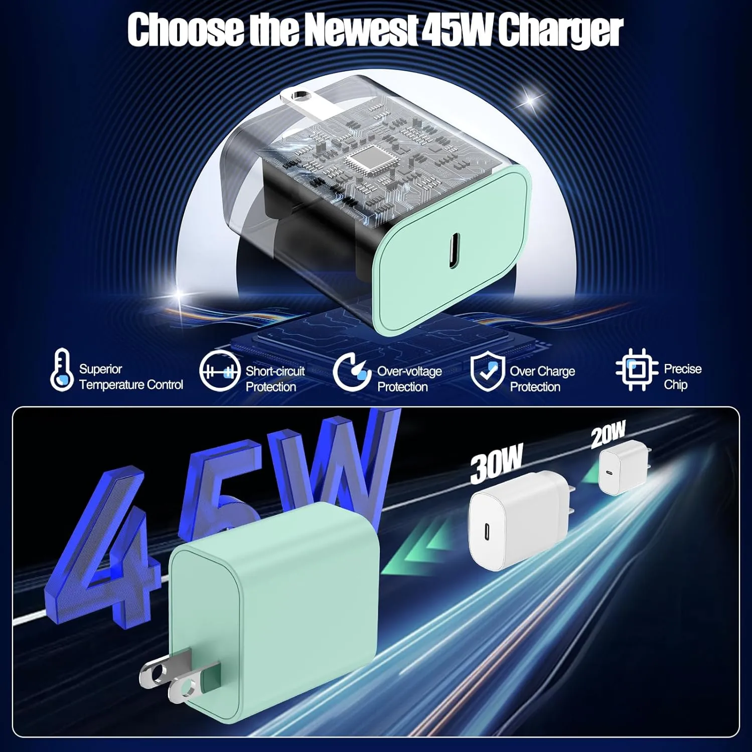 CARGADOR PARA CELULAR GENÉRICO ADC-PD005 USB-C 45W VERDE